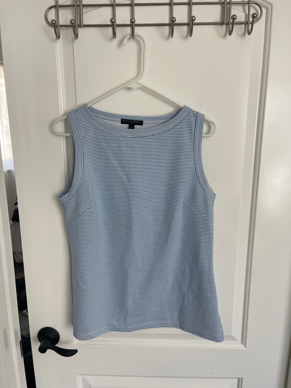 Banana Republic Light Blue & White Striped Tank